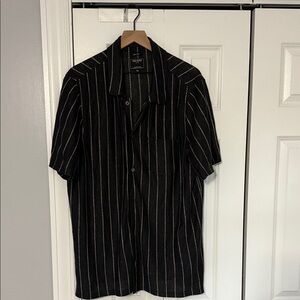 Todd Snyder Black and White Striped Men's Shirt